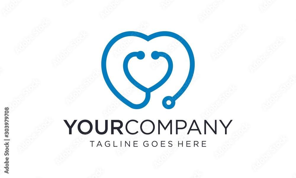 Heart stethoscope logo design concepts