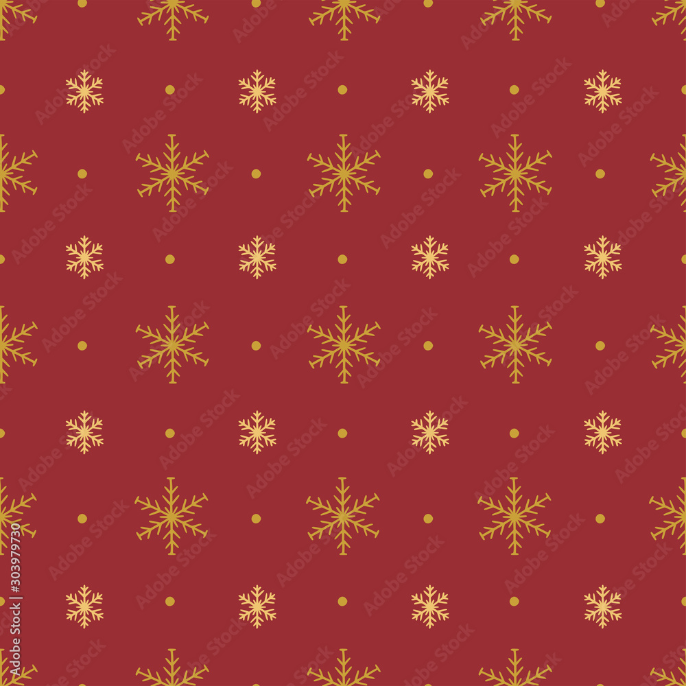 custom made wallpaper toronto digitalChristmas seamless pattern with golden snowflakes on red background.