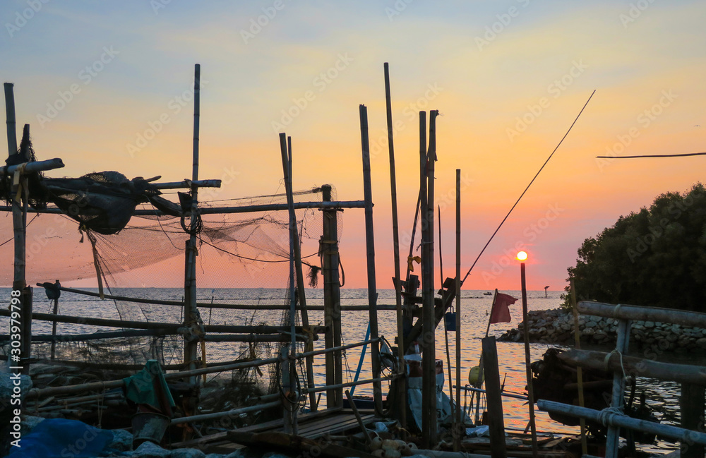 Sea view from fishing village in Thailand