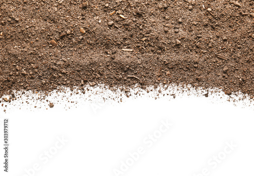 Brown soil on white background