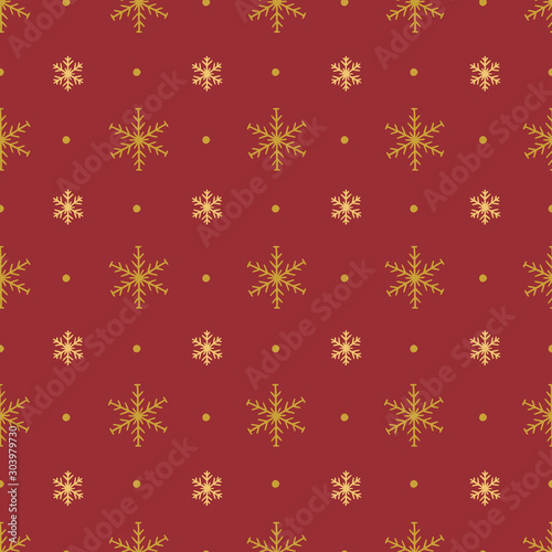 Wallpaper Mural Christmas seamless pattern with golden snowflakes on red background. Torontodigital.ca
