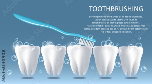 Toothbrushing vector medical poster banner design template