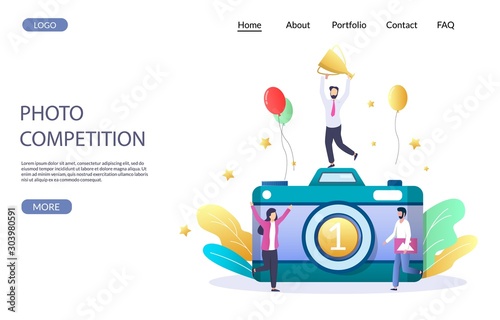 Photo competition vector website landing page design template