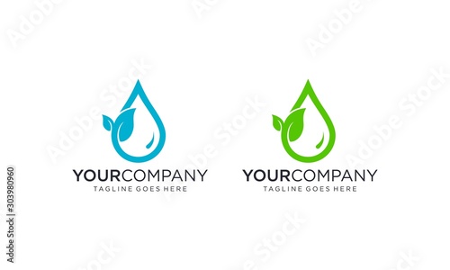 Organic drop water logo designs vector