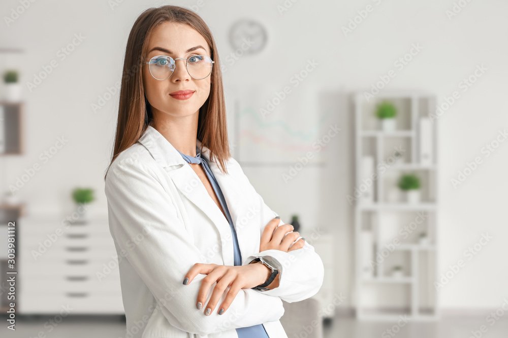 Beautiful young businesswoman in modern office Beautiful young businesswoman in modern office