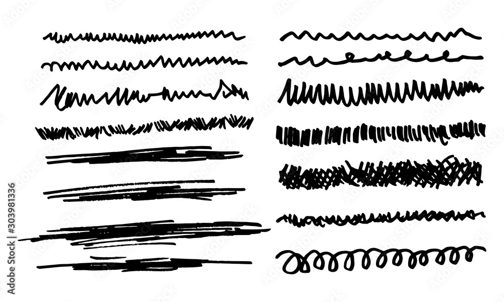 doodle set of hand drawn scribbles, line borders, sketch strokes, Scribble marker borders. isolated on white background doodle set of hand drawn scribbles, line borders, sketch strokes, Scribble marker borders. isolated on white background