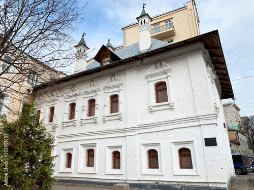 Chambers of G. Araslanov XVII century in Bryusov lane in autumn. Moscow. Russia