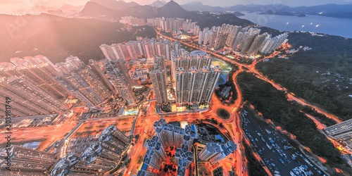 Canvas Print Hong Kong Architectures view from high angle