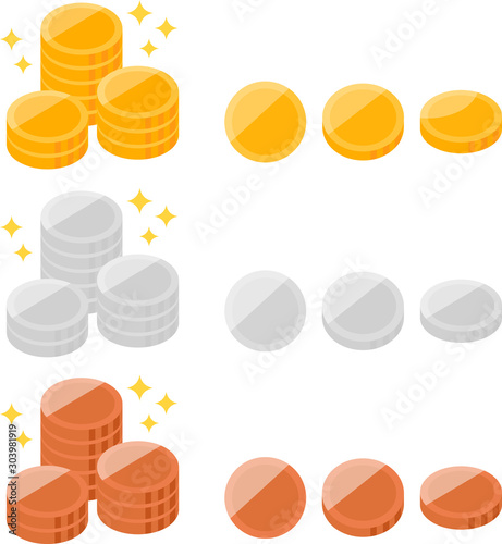 金貨 銀貨 銅貨のイラストセット Stock ベクター Adobe Stock