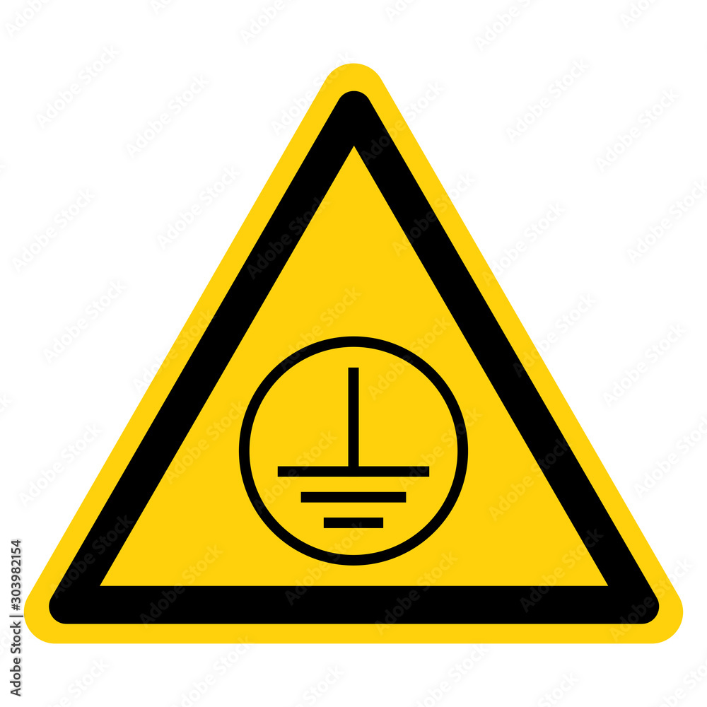 Warning Protective Earth Ground Symbol Sign, Vector Illustration