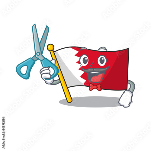 Cartoon flag bahrain isolated in character barber