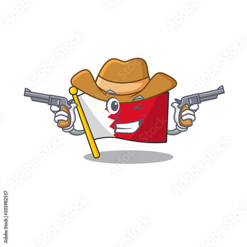 Cartoon flag bahrain isolated in character cowboy