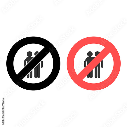 No friends icon. Simple glyph, flat vector of friendship ban, prohibition, embargo, interdict, forbiddance icons for ui and ux, website or mobile application