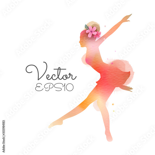 watercolor of ballerina, ballet girl dancing. Vector illustration