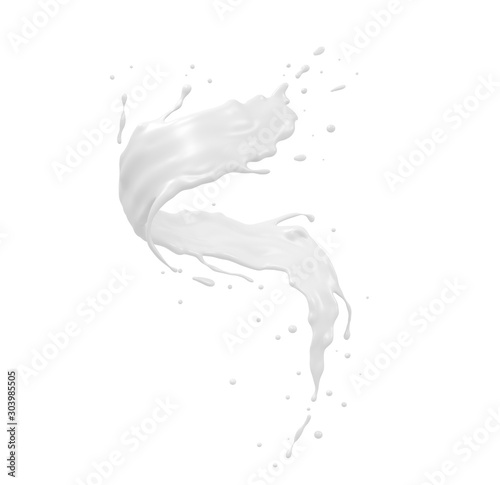 Twisted milk splash isolated on background, liquid or Yogurt splash, Include clipping path. 3d rendering.