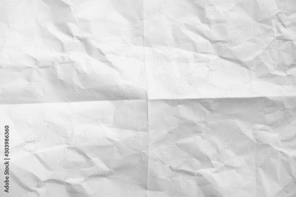 Fototapeta premium White crumpled paper texture background. 