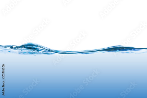 Water splash Aqua flowing in waves and creating bubbles Drops on the water surface feel fresh and clean isolated on white background