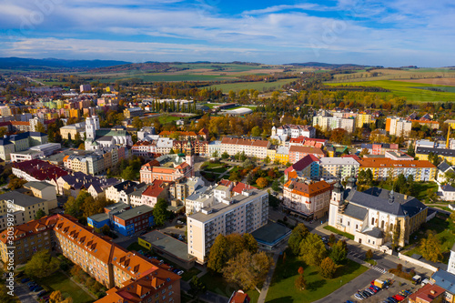 Aerial view of Krnov cityscape, Czech Republic