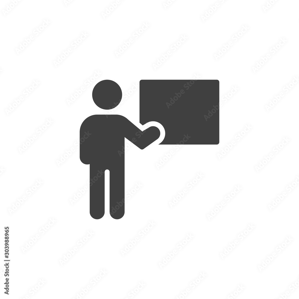 Business training vector icon. filled flat sign for mobile concept and web design. Man and presentation screen glyph icon. Symbol, logo illustration. Vector graphics