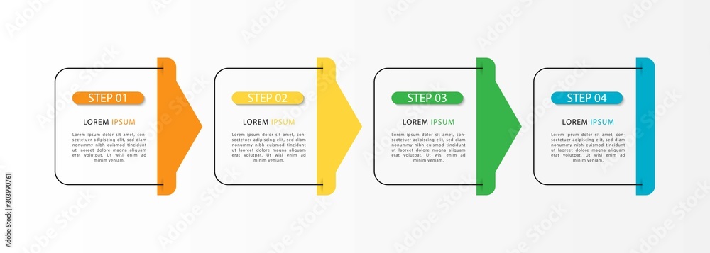 Vector infographic design template with 4 options or steps. Can be used for process diagram, workflow layout, info graph, annual report, flow chart. Vector Illustration Vector infographic design template with 4 options or steps. Can be used for process diagram, workflow layout, info graph, annual report, flow chart. Vector Illustration