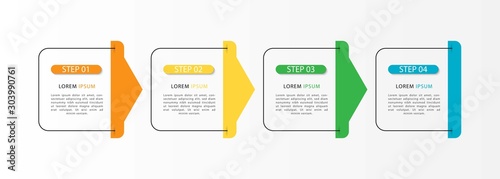 Vector infographic design template with 4 options or steps. Can be used for process diagram, workflow layout, info graph, annual report, flow chart. Vector Illustration