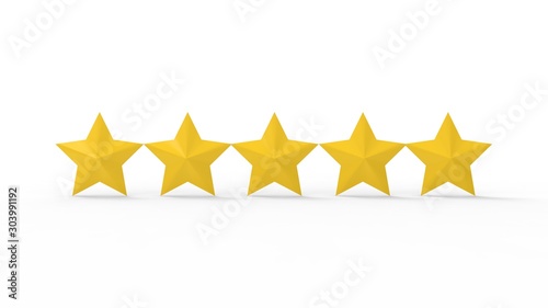 3d rendering of star rating symbols isolated in a studio background