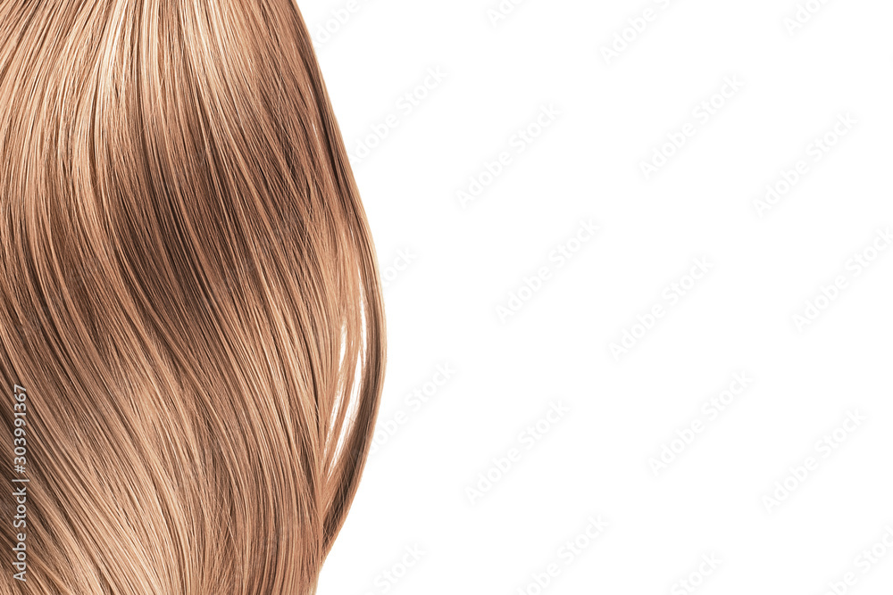 Brown hair wave on white background, isolated. Backdrop for creative. Copy space Brown hair wave on white background, isolated. Backdrop for creative. Copy space