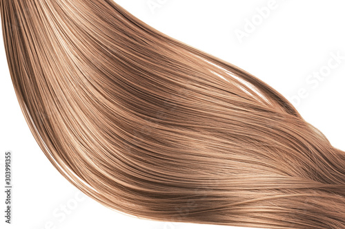 Brown hair wave on white background  isolated. Backdrop for creative