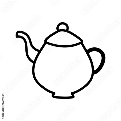 teapot ceramic handle object icon thick line