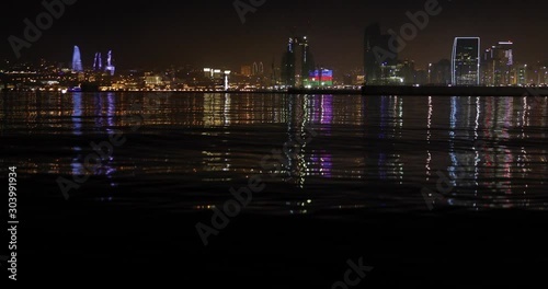 4kPanorama of night boulevard in Baku photo