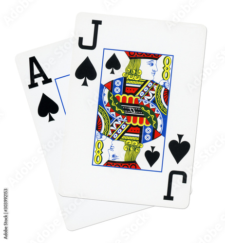 Blackjack cards isolated on white background.