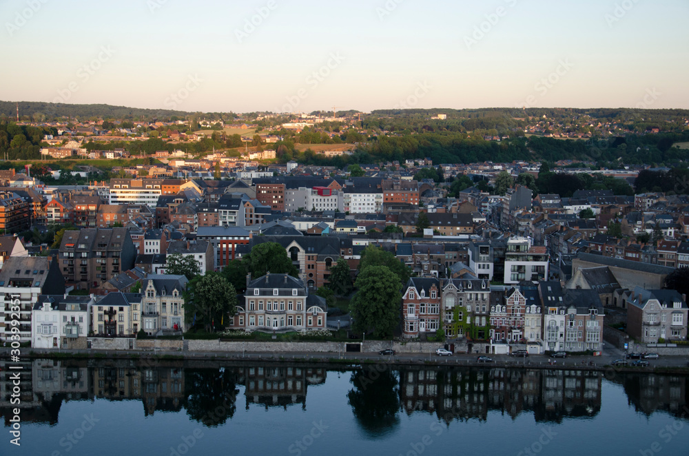 Aerial view of the city and Meuse river, Namur, Belgium, Europe
