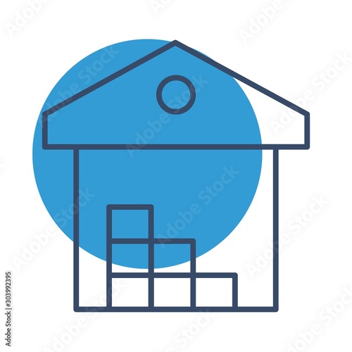 warehouse icon isolated on abstract background