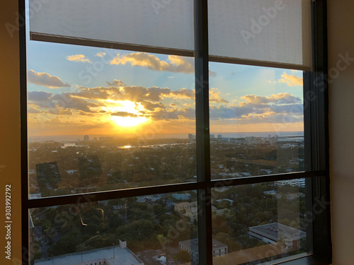 office view of sunset