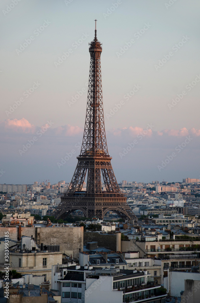 Eiffel Tower seen from Arc de Triomphe, Paris, France, Europe