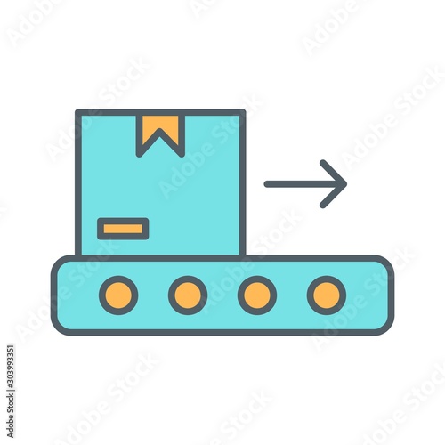 Conveyor belt icon isolated on abstract background