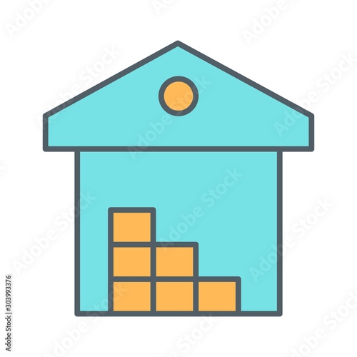 warehouse icon isolated on abstract background