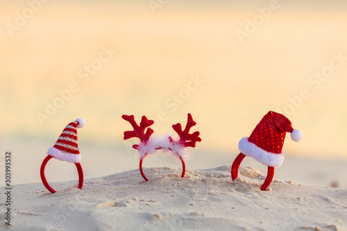 Christmas Santa Hat headbands on beach