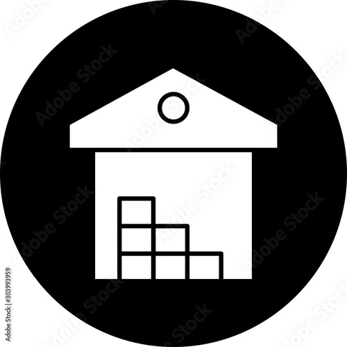 warehouse icon isolated on abstract background