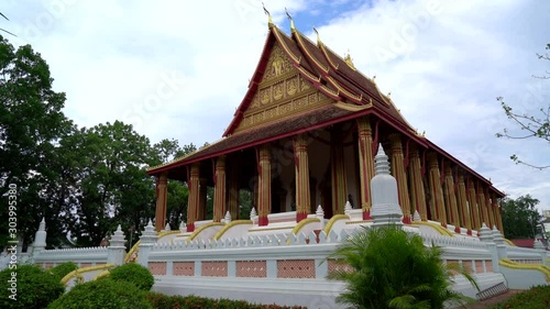 Beautiful Architecture at Haw Phra Kaew Temple, Vientiane, Laos photo