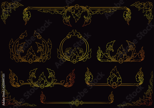Thai art element design,Thai art vector, Vintage background.