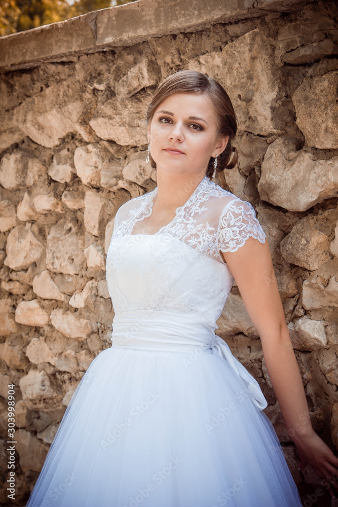 portrait of a beautiful young bride girl