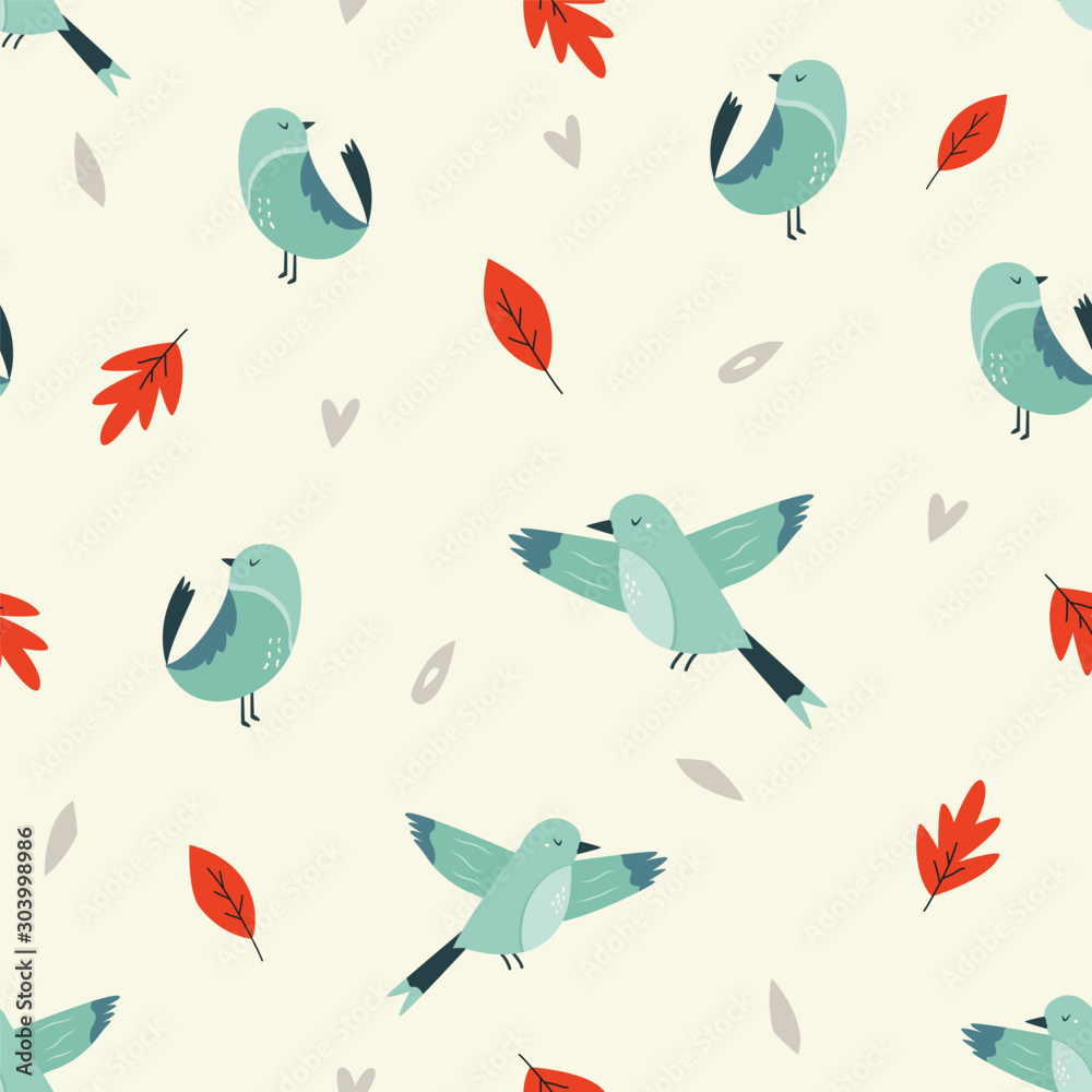 Seamless pattern with cute birds. Vector design Seamless pattern with cute birds. Vector design