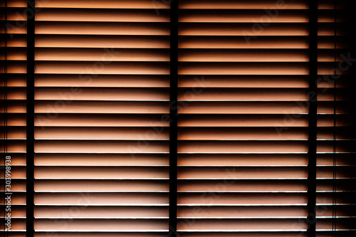 Beautiful close-up wooden brown bamboo curtain pattern