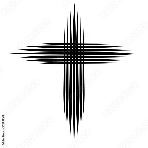 Schilderij op canvas A cross resembling a star of seven black lines