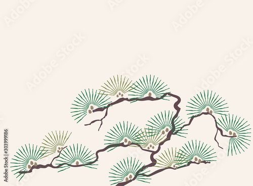 Japanese traditional  retro style illustration of pine tree pattern vector background 