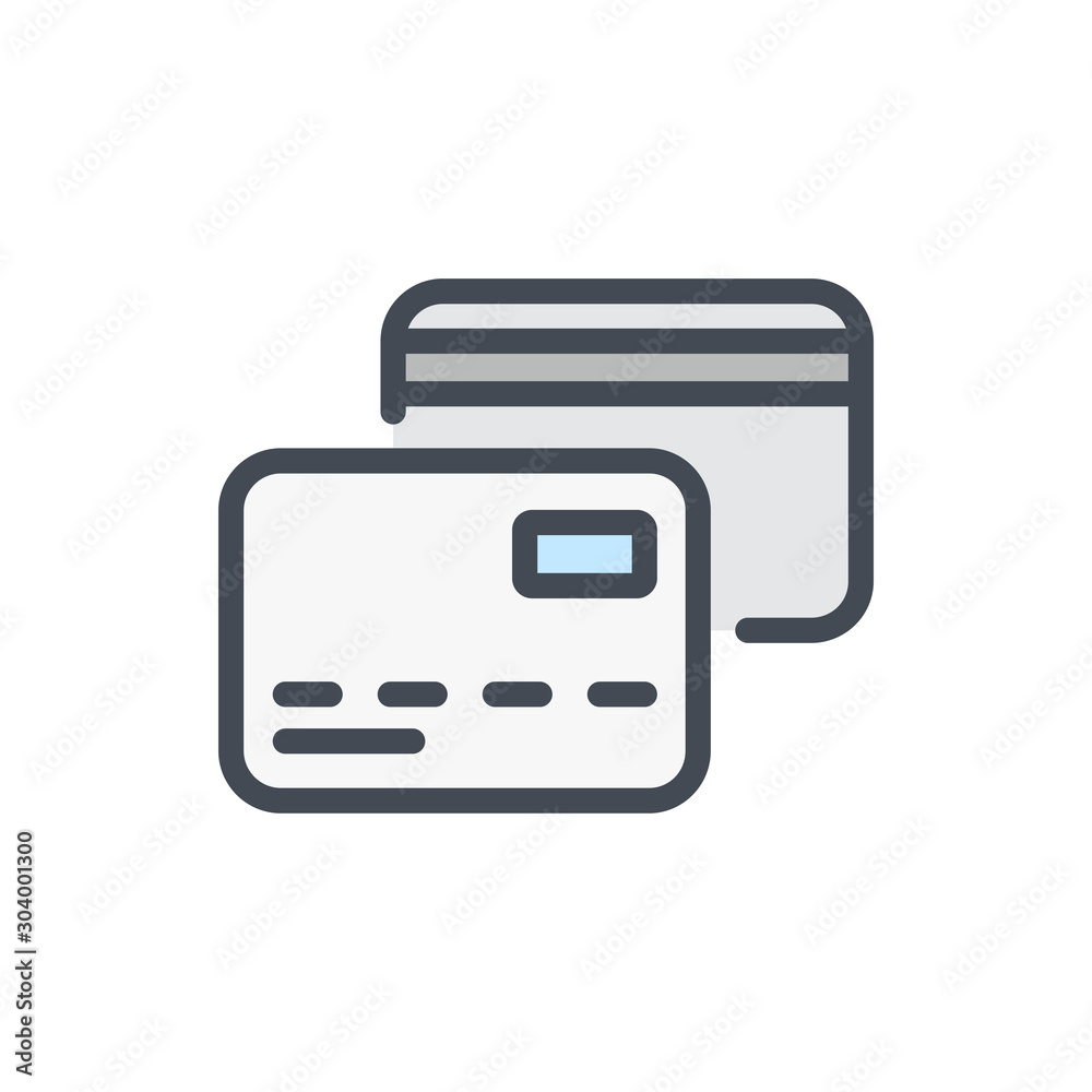 Credit card color line icon. Bank payment card vector outline colorful sign. Credit card color line icon. Bank payment card vector outline colorful sign.
