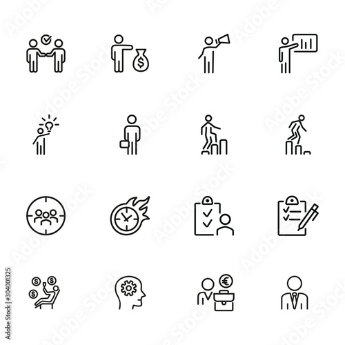 Businessman line icon set. Manager, investor, leader. Business concept. Can be used for topics like startup, management, leadership, project