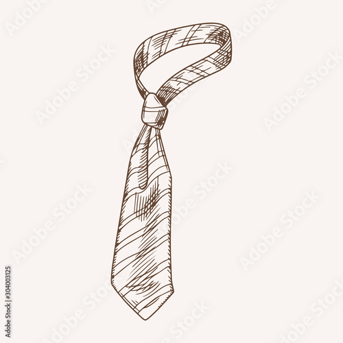 Fashionable striped male necktie hand drawn illustration