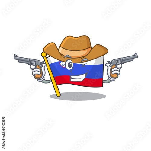 Cowboy cartoon flag slovenia in with mascot